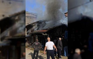 Çaykara'da iş yerinde çıkan yangın maddi...