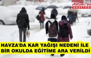Havza'da kar yağışı nedeni ile bir okulda...
