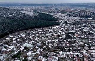İstanbul'un Aydos Ormanı'ndaki kar havadan...