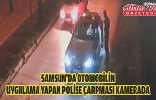 Samsun'da otomobilin uygulama yapan polise çarpması...