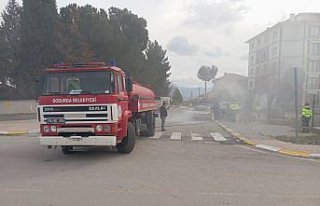 Dodurga'da yangın çıkan otomobilde hasar oluştu