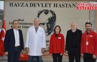 Havza Devlet Hastanesi'nde sağlık çalışanlarından...