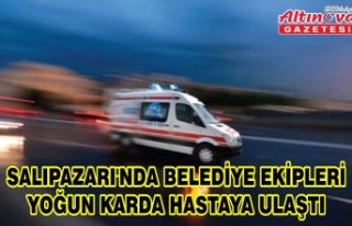 Salıpazarı'nda belediye ekipleri yoğun karda...