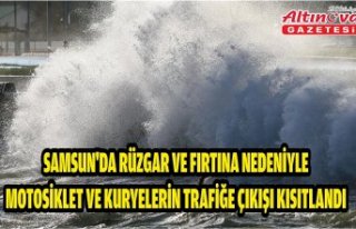 Samsun'da rüzgar ve fırtına nedeniyle motosiklet...