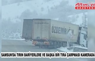 Samsun'da tırın bariyerlere ve başka bir tıra...