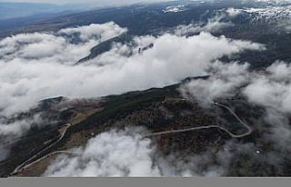 Çorum'da oluşan sis dronla görüntülendi