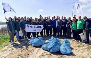 Polifarma gönüllüleri Türkmenli Barajı çevresini...