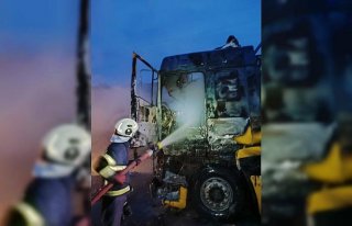Tosya'da yangın çıkan tır zarar gördü