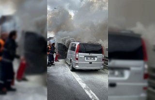 Anadolu Otoyolu'nda seyir halindeki panelvanda çıkan...