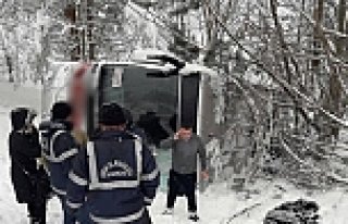 Sinop'ta Yolcu Otobüsü Şarampole Devrildi, 1, yaralı