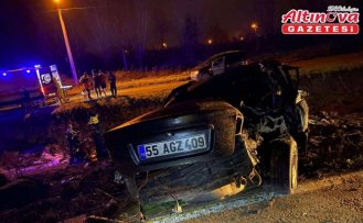 Samsun'da devrilen otomobilin sürücüsü öldü