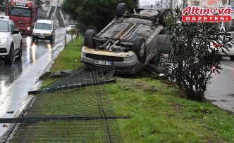 Trabzon'da devrilen otomobildeki 2 kişi yaralandı