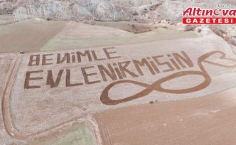 Çorumlu çiftçi, tarlasını “Benimle evlenir misin“ yazısı oluşturacak şekilde sürdü