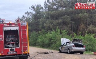 Tokat'ta çıkan yangında otomobil kullanılamaz hale geldi