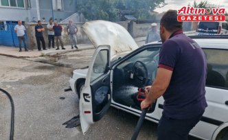 Çorum'da yanan araçta hasar oluştu