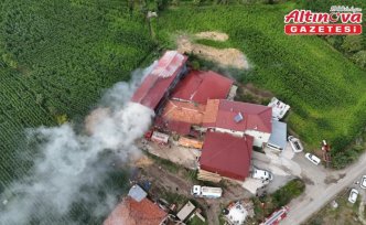 Alaçam'da samanlık yangında hasar gördü