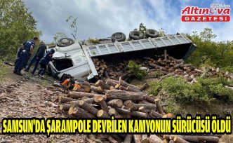 Samsun'da şarampole devrilen kamyonun sürücüsü öldü