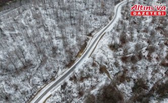 Sinop'ta kar yağışı sonrası ormanlık alanlar dronla görüntülendi
