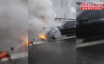 Bolu'da seyir halindeki otomobil yandı