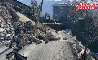 Rize'de istinat duvarının çöktüğü alanda inceleme yapıldı