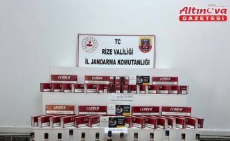 Rize'de kaçakçılık operasyonunda bandrolsüz sigara ve alkol ele geçirildi