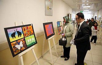 Kastamonu'da özel öğrencilerin yaptığı resim ve ebru sergisi açıldı