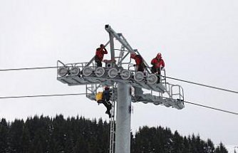 Ordu'da kayak merkezinde telesiyejde kurtarma tatbikatı yapıldı