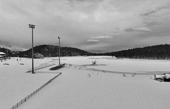 Düzce'deki Topuk Yaylası Göleti'nin yüzeyi buz tuttu