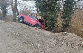 Bafra'da ağaca çarpan pikaptaki 2 kişi yaralandı