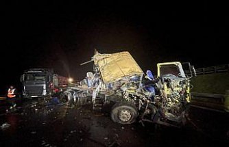 Anadolu Otoyolu'nda kamyon ile tırın çarpışması sonucu 1 kişi yaralandı