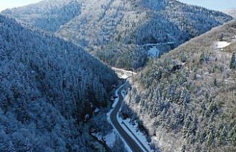 Karla kaplanan Küre Dağları havadan görüntülendi
