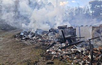 Çorum'da çıkan yangında 2 katlı ev, samanlık ve traktör yandı