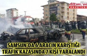 Samsun'da 6 aracın karıştığı trafik kazasında 7 kişi yaralandı