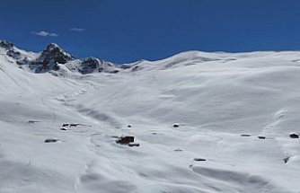 Rize'de karlar altında kalan yayla evleri havadan görüntülendi