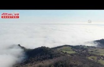 Yakakent'te Karadeniz'in üzerini kaplayan sis dronla görüntülendi