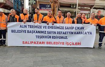 Salıpazarı Belediyesi çalışanlarından Belediye Başkanı Karaca'ya “zam“ teşekkürü