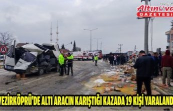 Vezirköprü'de altı aracın karıştığı kazada 19 kişi yaralandı