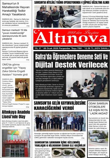 Bafra Haber, Bafrahaber, Bafra Haberleri, altinovagazete.com - 08.01.2026 Manşeti