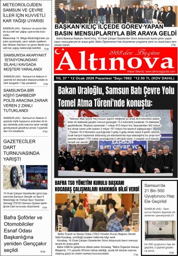 Bafra Haber, Bafrahaber, Bafra Haberleri, altinovagazete.com - 12.01.2026 Manşeti