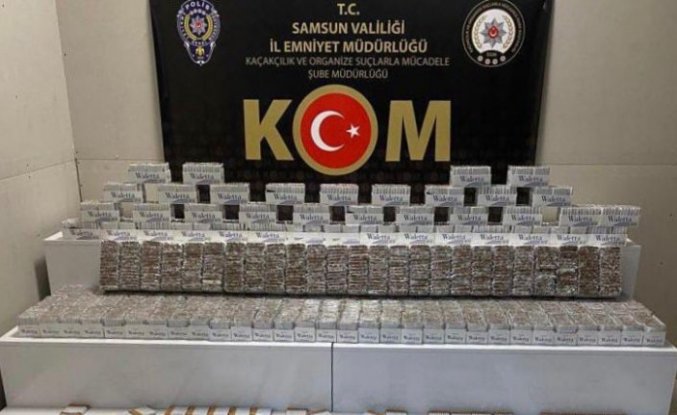 Samsun'da bir araçta 48 bin filtreli sigara kağıdı yakalandı