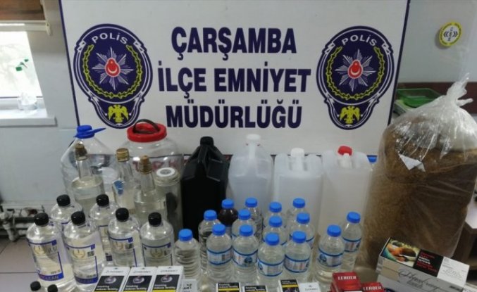 Samsun'da gümrük kaçağı sigara ve sahte alkol operasyonunda 4 şüpheli yakalandı
