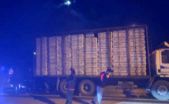 Düzce'de otomobille kamyonun çarpıştığı kaza ulaşımı aksattı