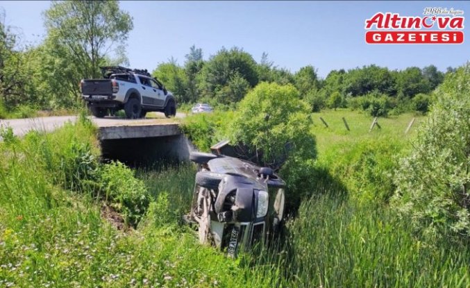 Karabük'te menfezden düşen hafif ticari aracın sürücüsü yaralandı
