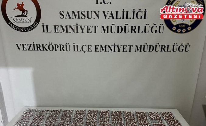 Samsun'da bir araçta 1308 sentetik uyuşturucu hap bulundu