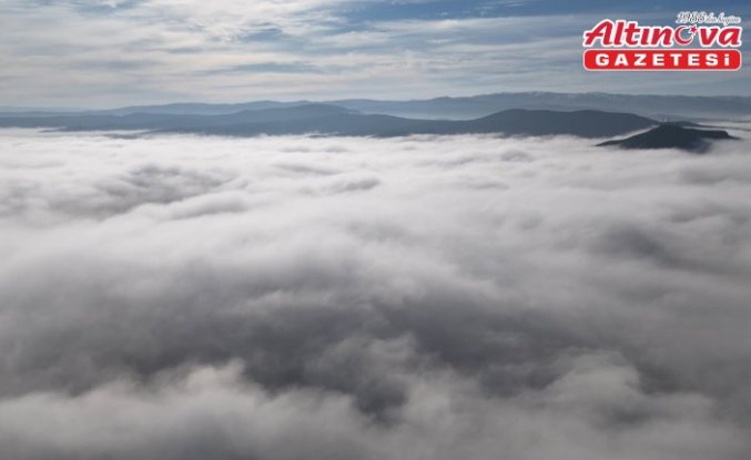 Çorum'da oluşan sis dron ile görüntülendi