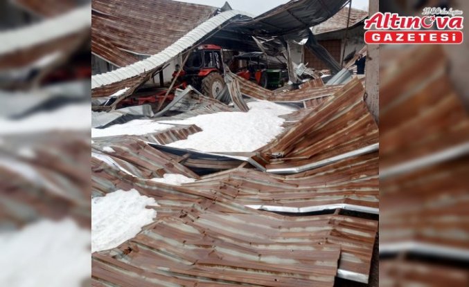 Karabük'te kar yağışı nedeniyle mandıranın çatısı çöktü