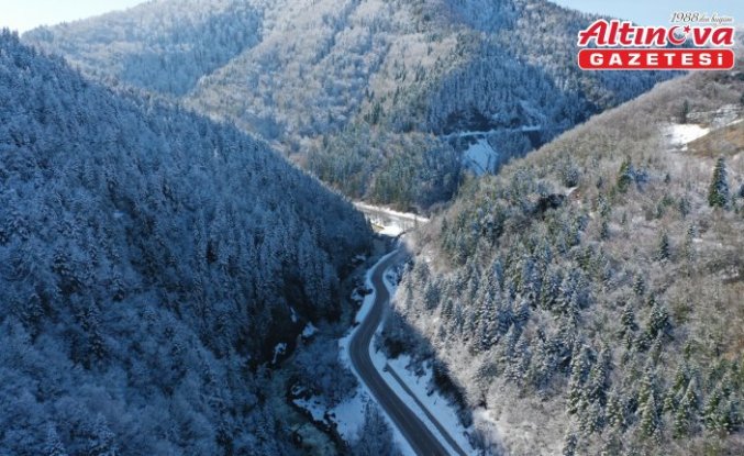 Karla kaplanan Küre Dağları havadan görüntülendi