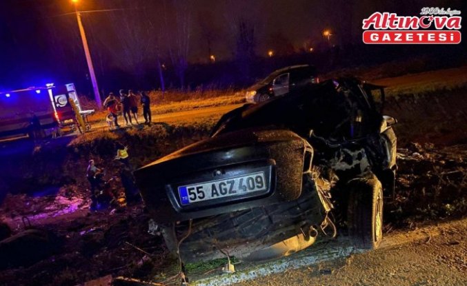 Samsun'da devrilen otomobilin sürücüsü öldü