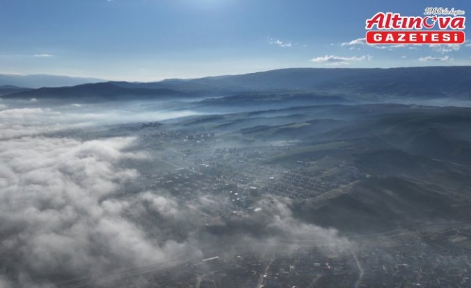 Tokat'ta oluşan sis dronla görüntülendi