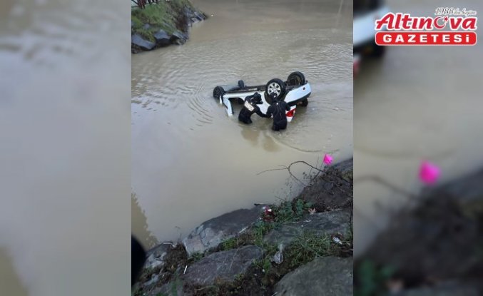 Trabzon'da göle devrilen otomobilin sürücüsü yaralandı